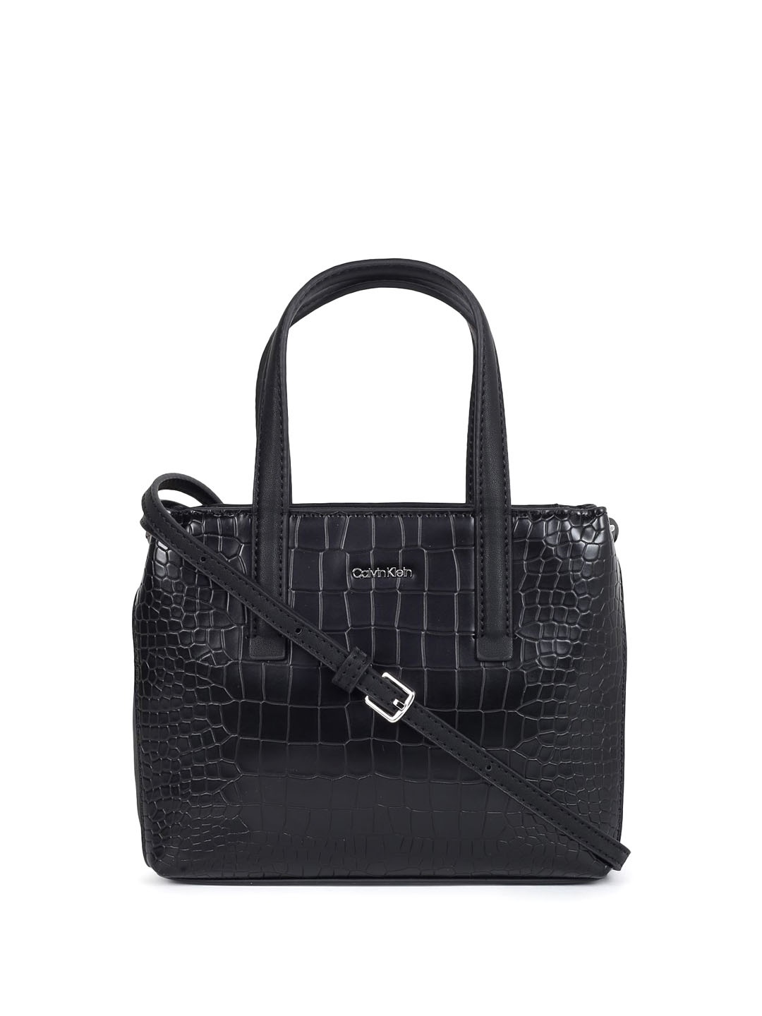 

Calvin Klein Women Textured Bowling Handheld Bag with Quilted, Black