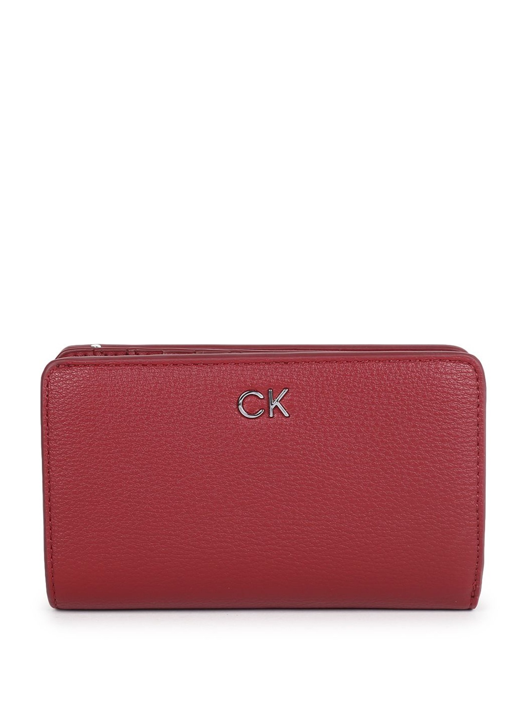 

Calvin Klein Women Brand Logo PU Three Fold Wallet, Red