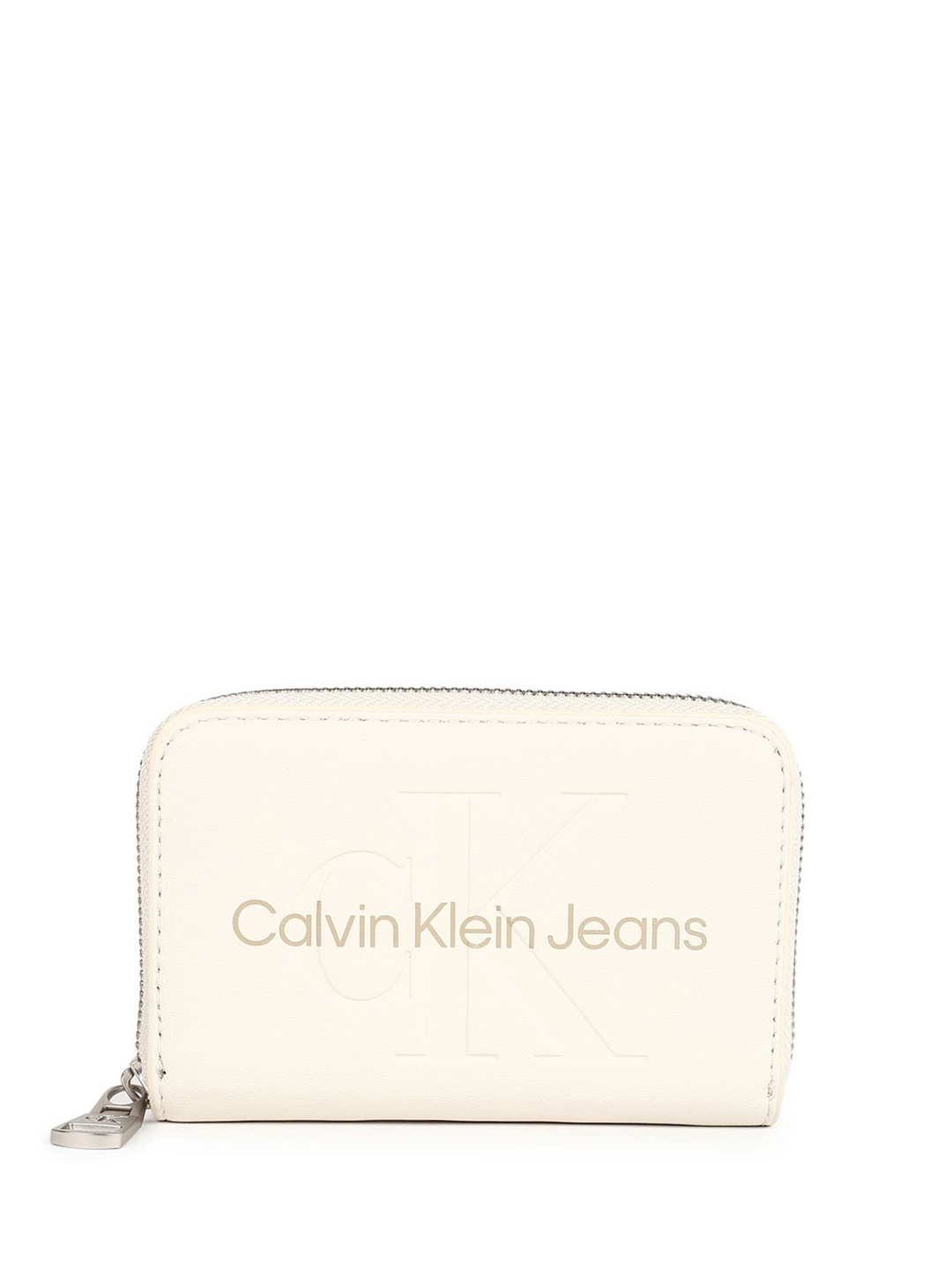 

Calvin Klein Women Printed PU Zip Around Wallet, Cream