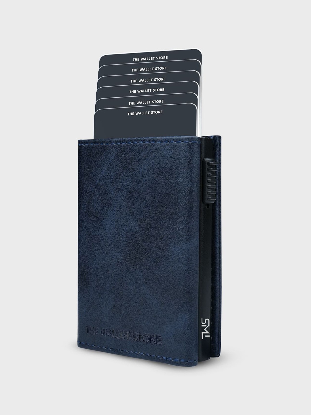 

The Wallet Store Men Leather Three Fold Wallet, Blue