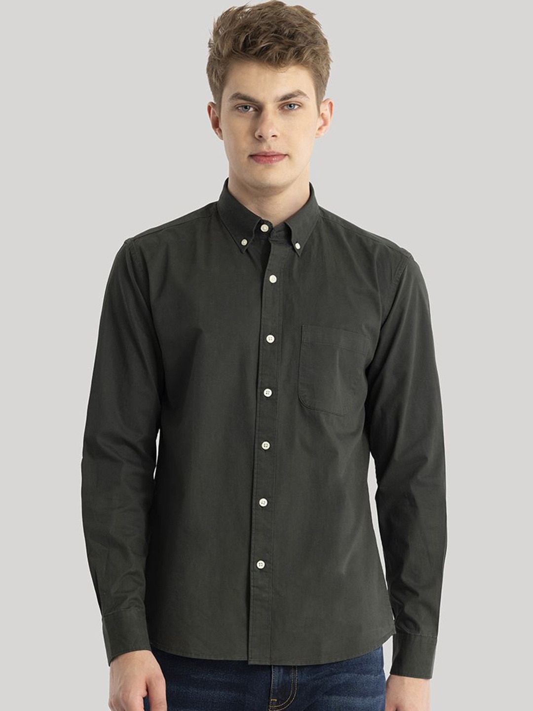 

Snitch Men Classic Slim Fit Opaque Casual Shirt, Green