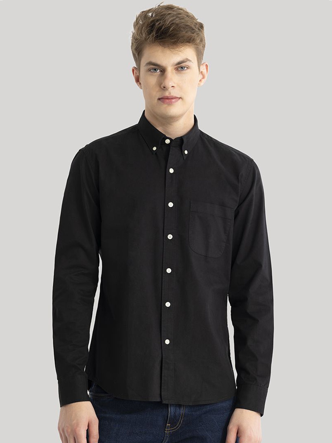 

Snitch Men Classic Slim Fit Opaque Casual Shirt, Black