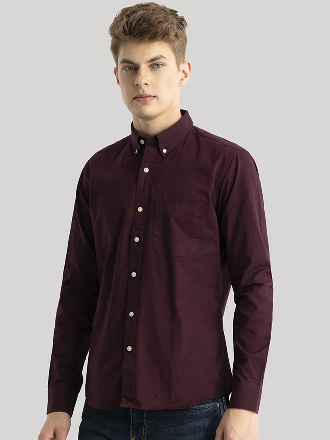 

Snitch Men Classic Slim Fit Opaque Casual Shirt, Maroon