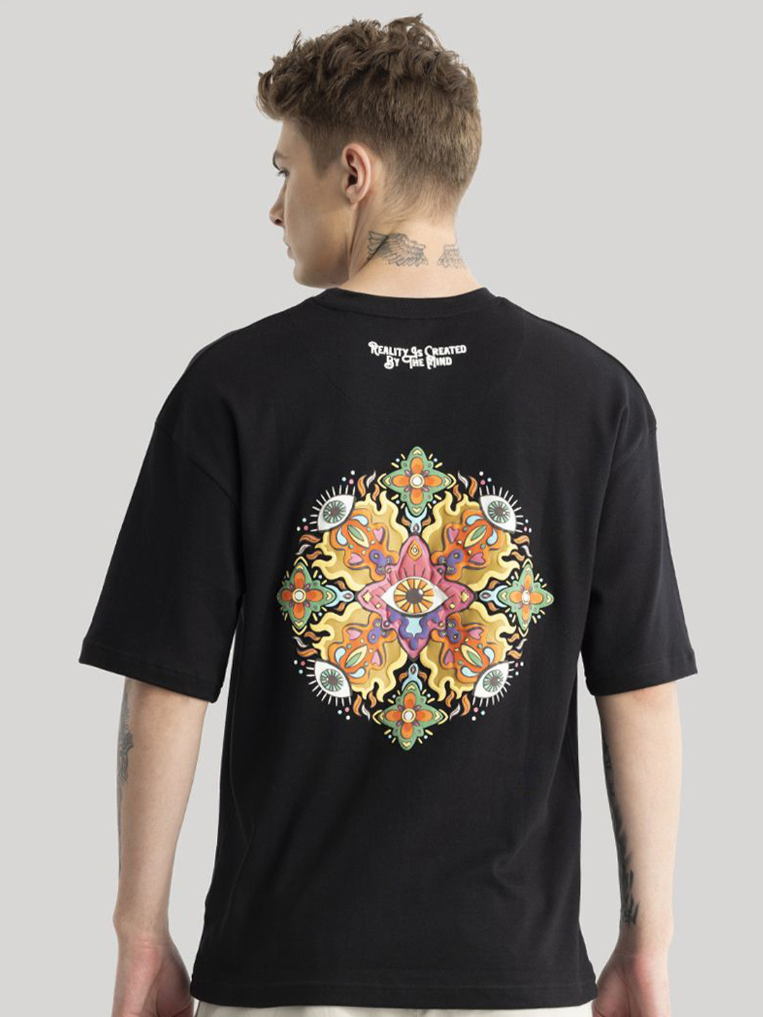 

Snitch Men Graphic Printed Cotton Oversized T-shirt, Black