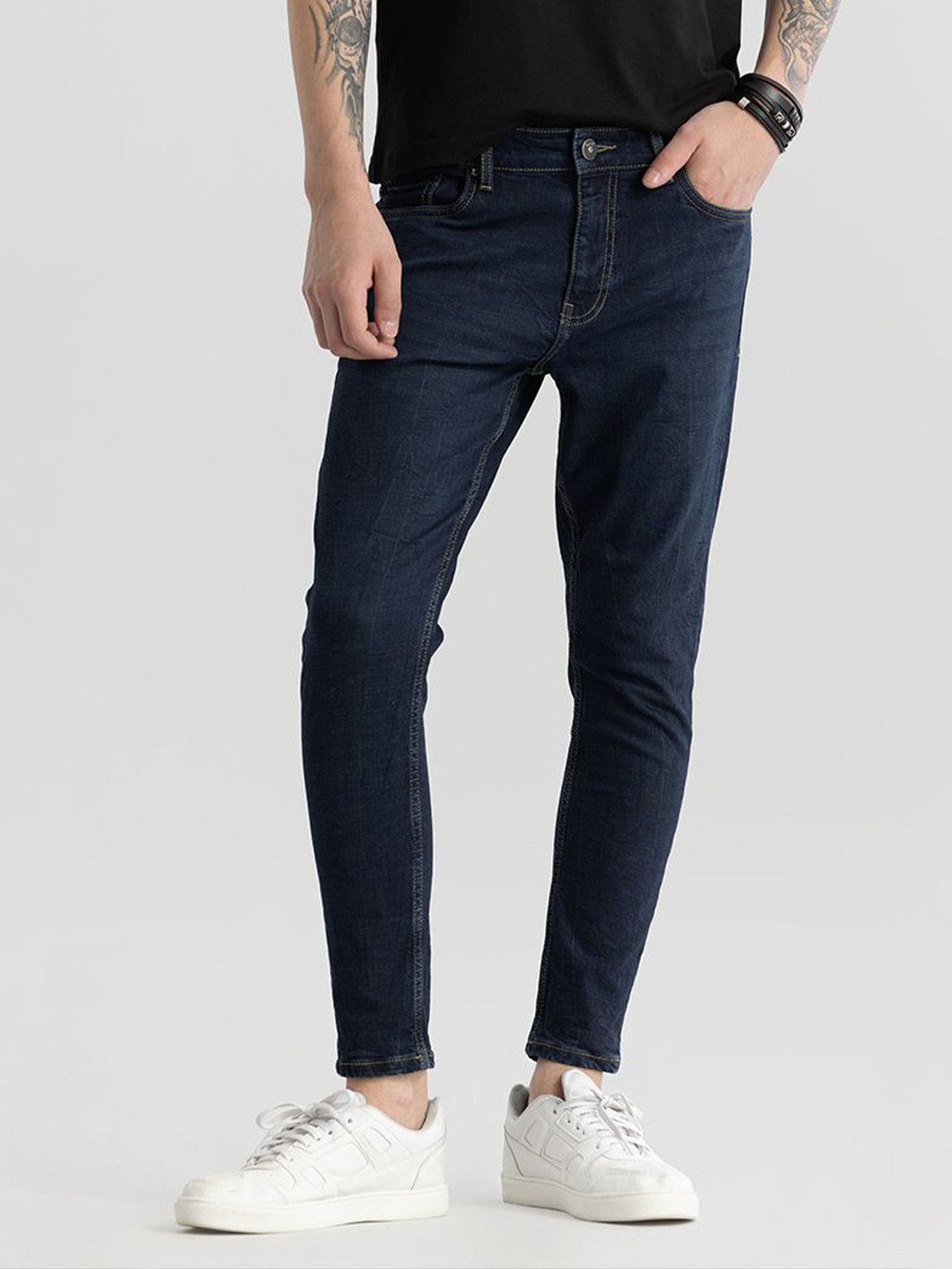 

Snitch Men Skinny Fit Mid-Rise Stretchable Jeans, Navy blue