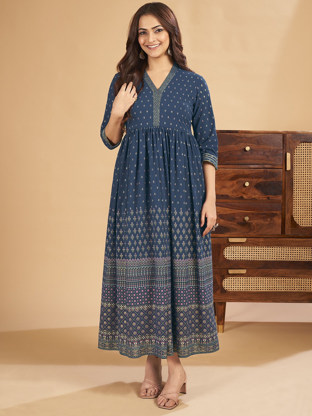 

IWUMAN Embroidered Gown Ethnic Dress, Blue