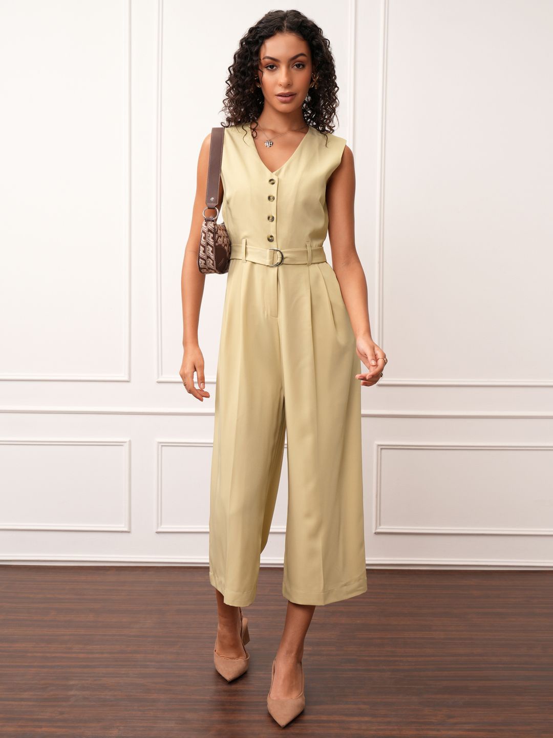 

ESPYR By Tokyo Talkies Women Culotte Jumpsuit, Beige