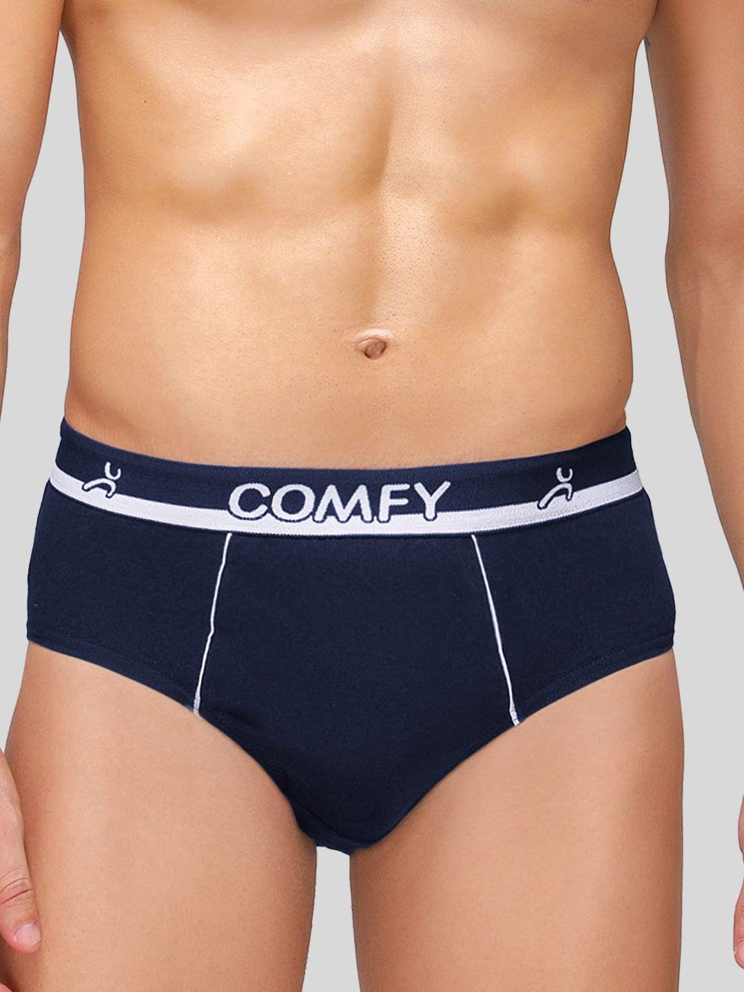 

AMUL COMFY Men Solid Pure Cotton Anti Microbial Mid Rise Basic Briefs-AC-CBRIOE-NY-S-1PC, Navy blue