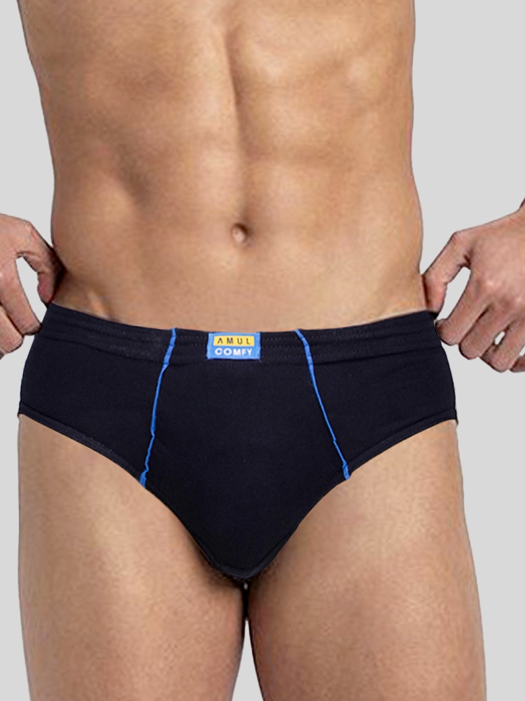 

AMUL COMFY Men Solid Mid Rise Pure Cotton Basic Briefs AC-CBRIIE-NY-XS-1PC, Blue