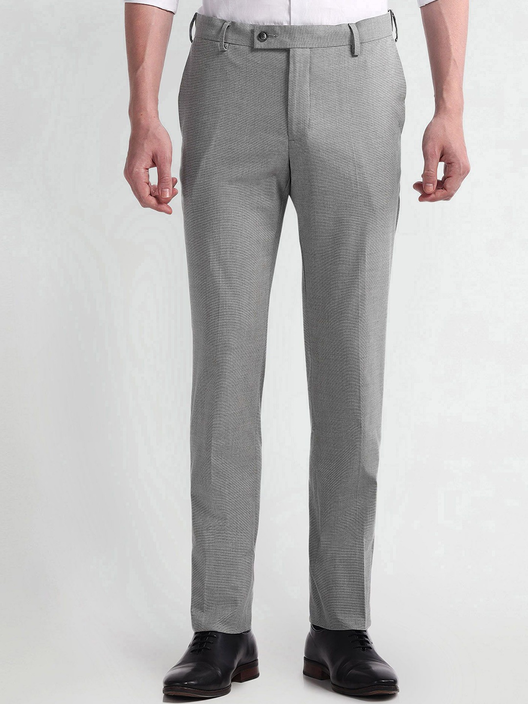 

Arrow Men Solid Mid Rise Regular Fit Formal Trousers, Grey
