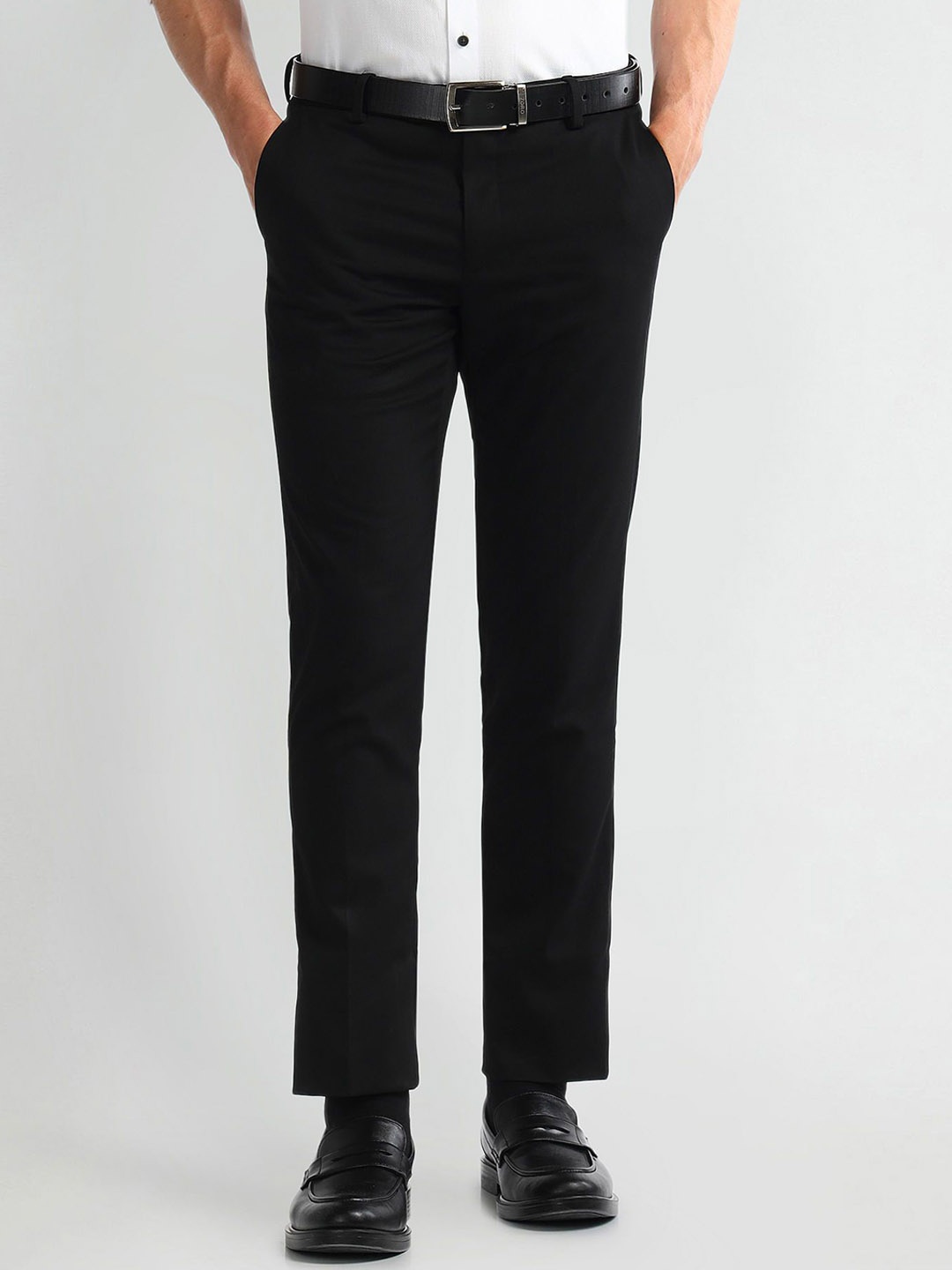 

Arrow Men Solid Mid Rise Regular Fit Formal Trousers, Black
