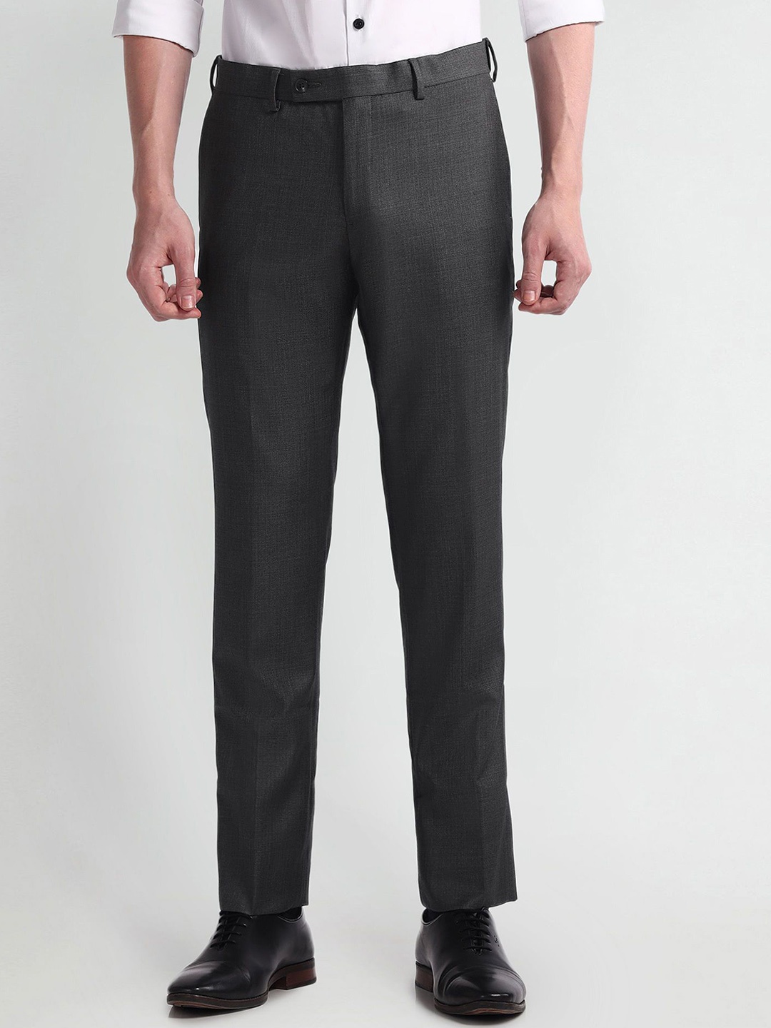 

Arrow Men Solid Mid Rise Regular Fit Formal Trousers, Grey