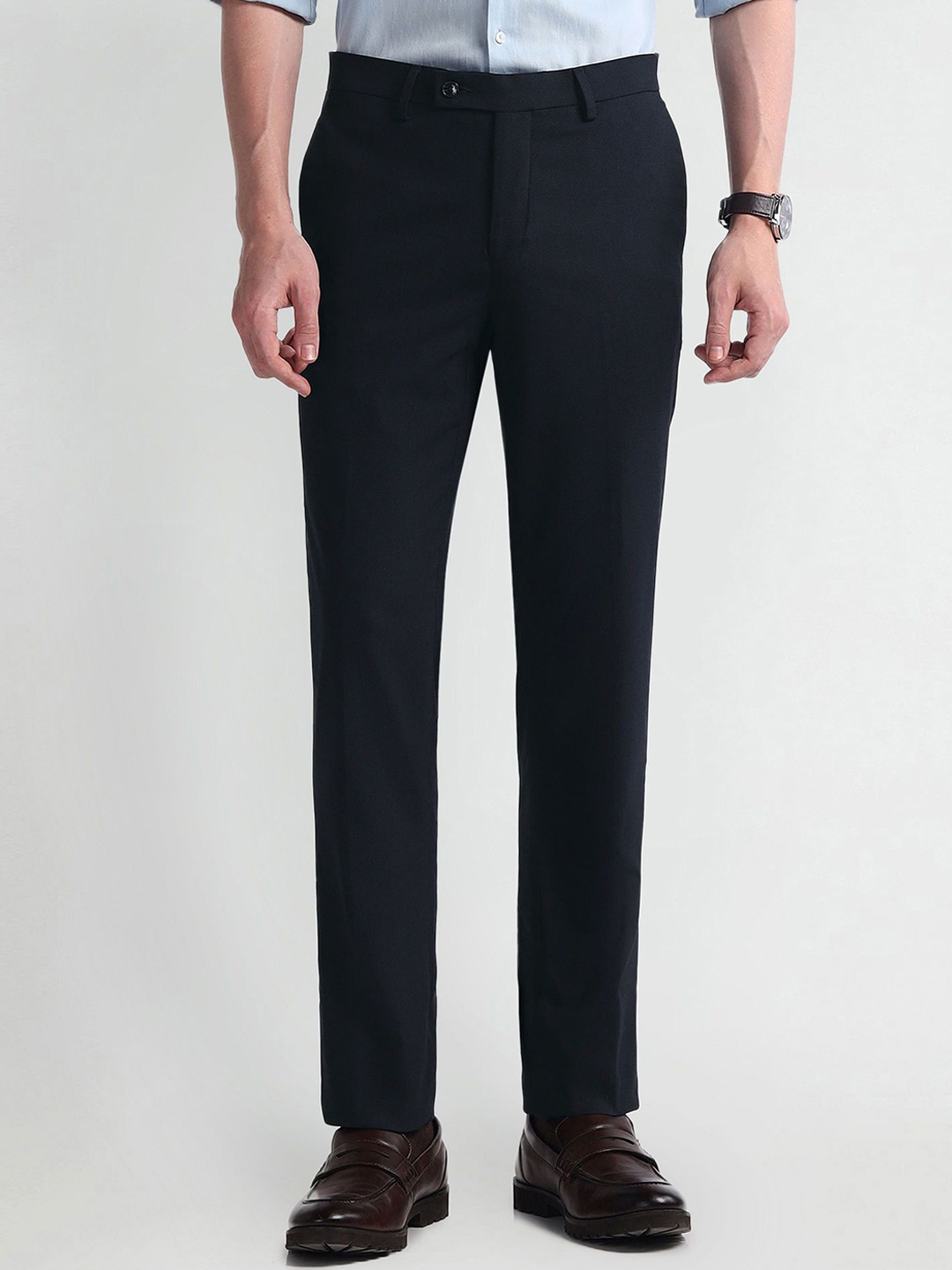 

Arrow Men Mid-Rise Formal Trousers, Navy blue