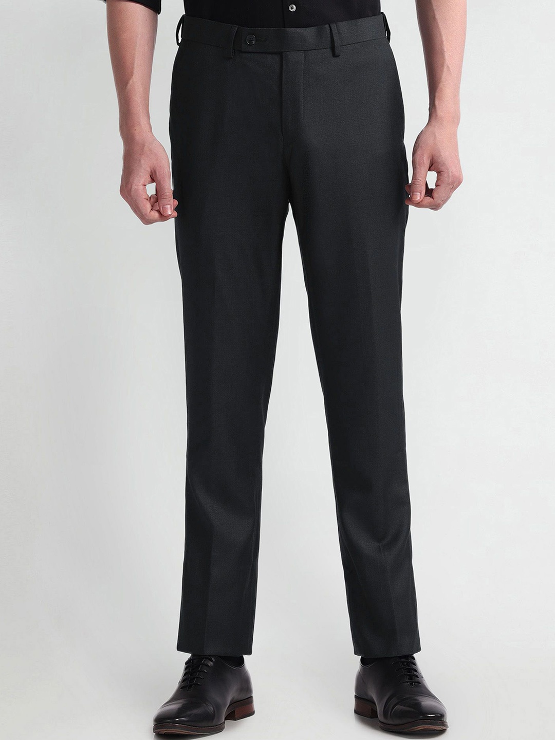 

Arrow Men Solid Mid Rise Regular Fit Formal Trousers, Grey