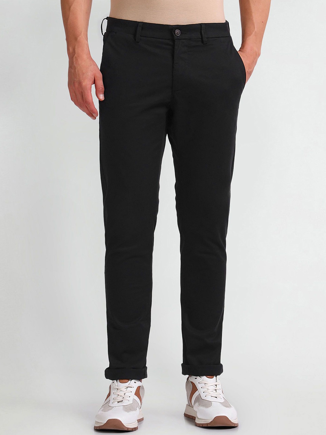 

Arrow Sport Men Mid Rise Slim Fit Casual Trousers, Black