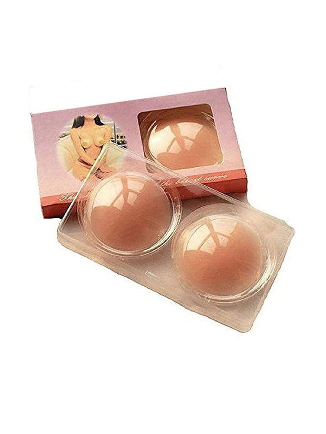 

Xivir Set Of 2 Reusable Round Silicone Nipple Covers Stick-On Lingerie accessories, Beige