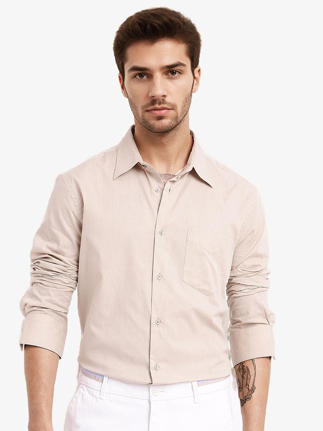

RARE RABBIT Men Comfort Opaque Formal Shirt, Beige