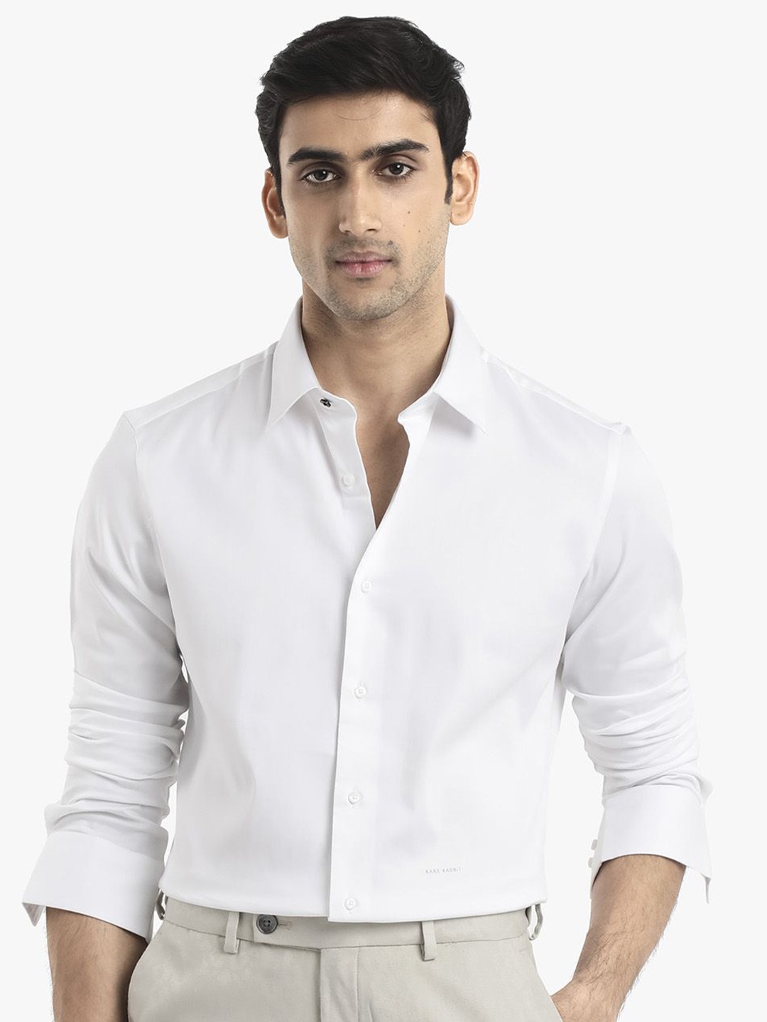 

RARE RABBIT Men Comfort Solid Spread Collar Casual Shirt, White