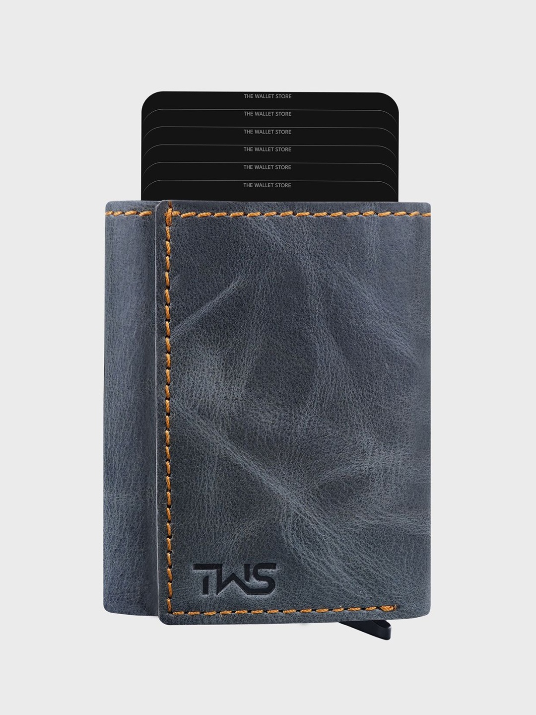 

The Wallet Store Men Leather Three Fold Wallet, Grey