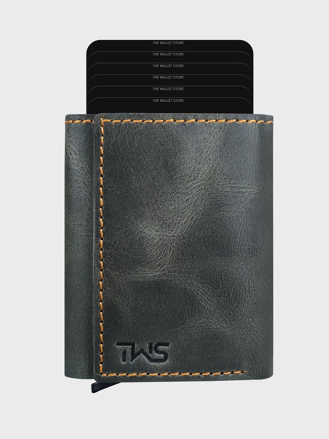 

The Wallet Store Men Textured Leather Three Fold Wallet With RFID Features, Green