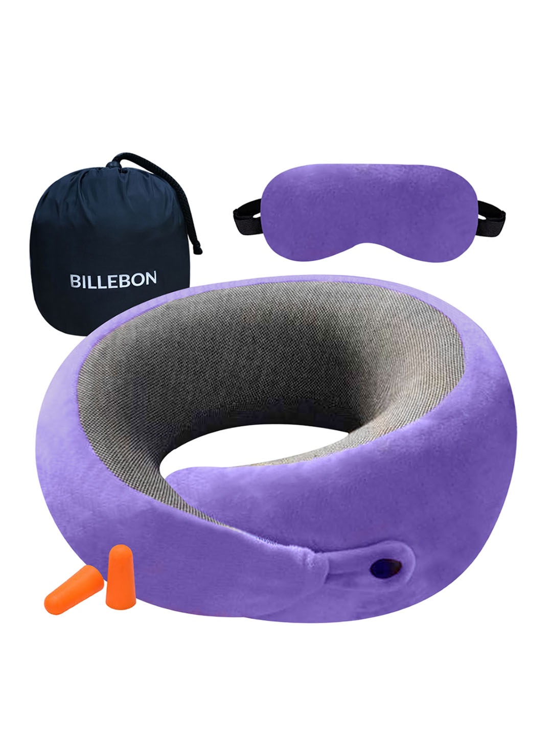 

BILLEBON Compact Soft Travel Neck Pillow Travel Accessory, Lavender