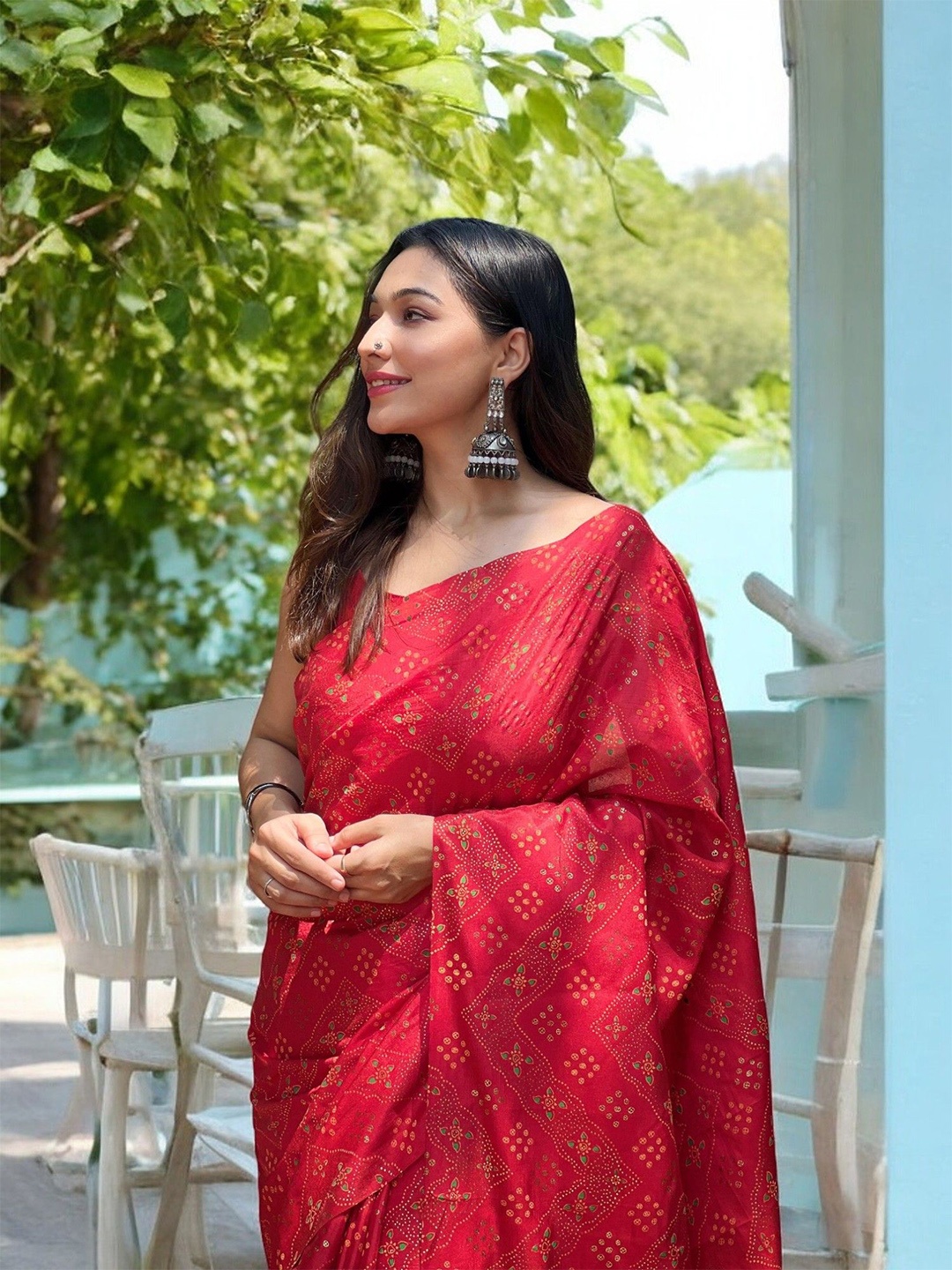 

Vastrasky Global Bandhani Saree, Maroon