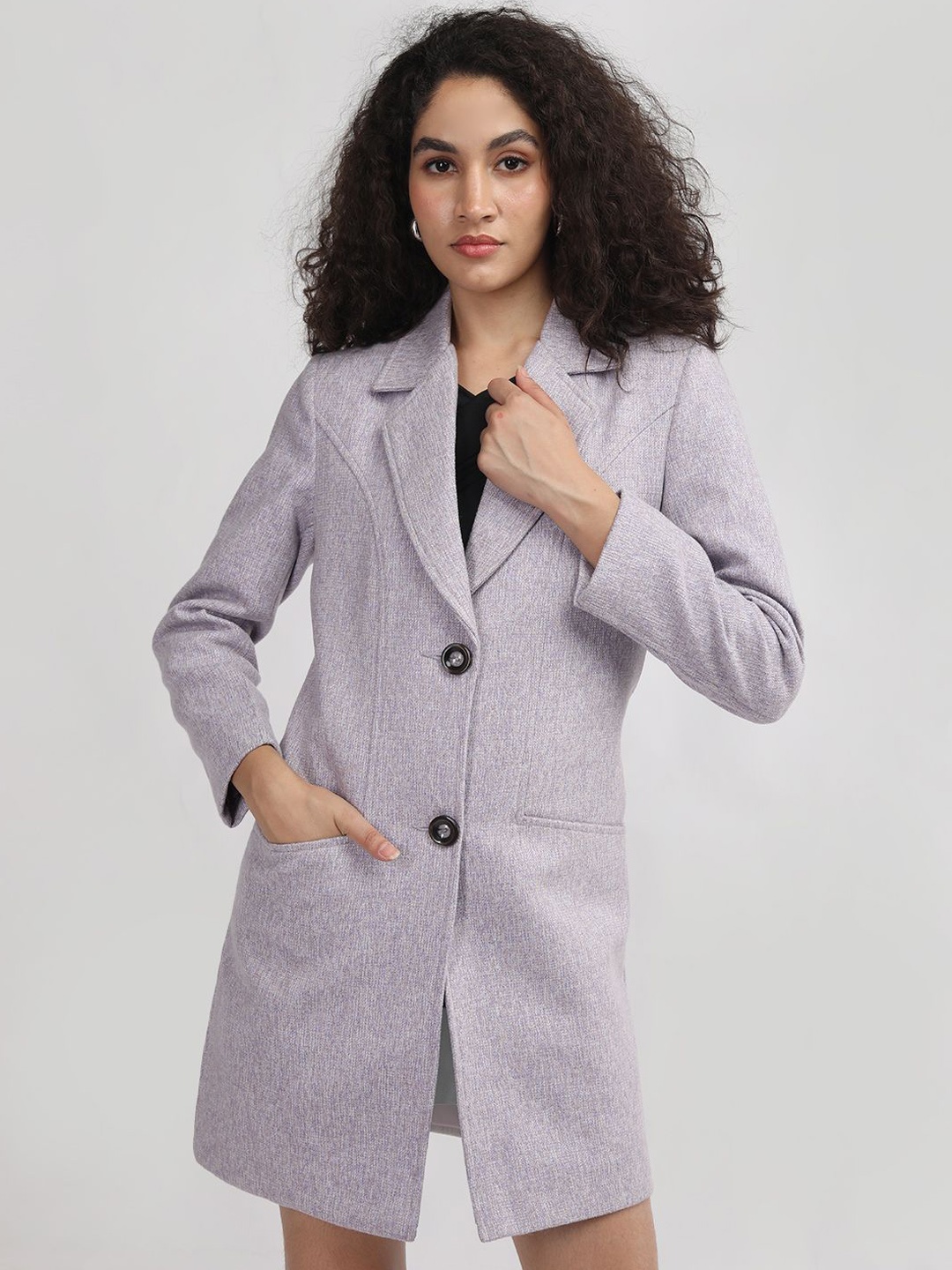 

Plagg Women Single-Breasted Long Sleeve Overcoat, Purple