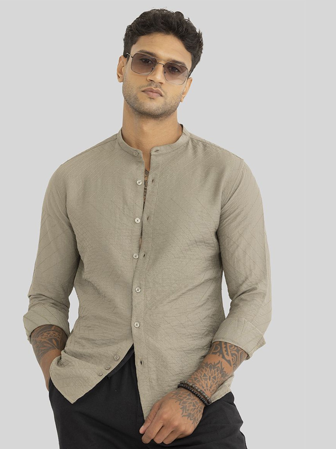 

Snitch Men Smart Slim Fit Opaque Casual Shirt, Brown