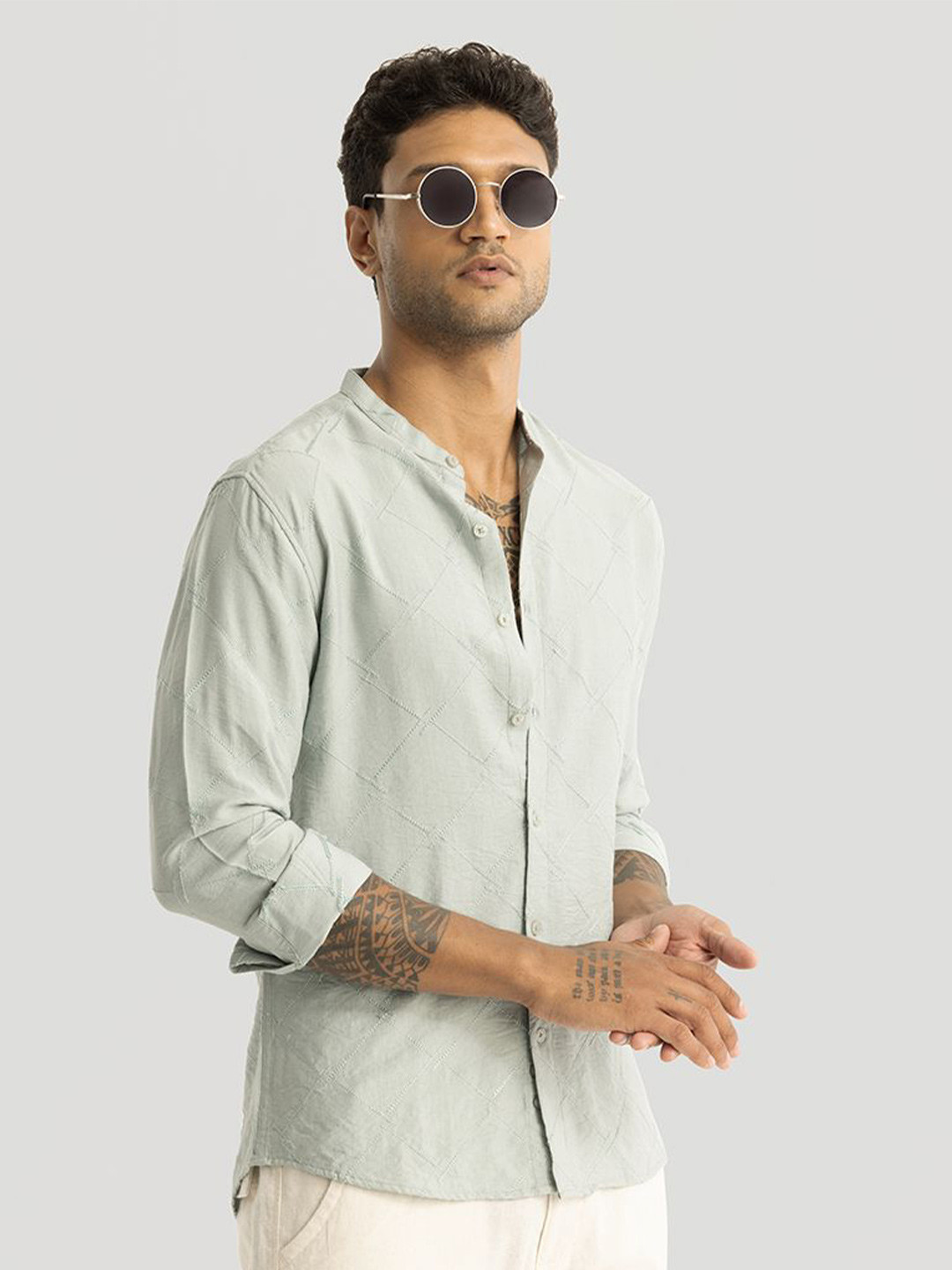 

Snitch Men Smart Slim Fit Opaque Casual Shirt, Green