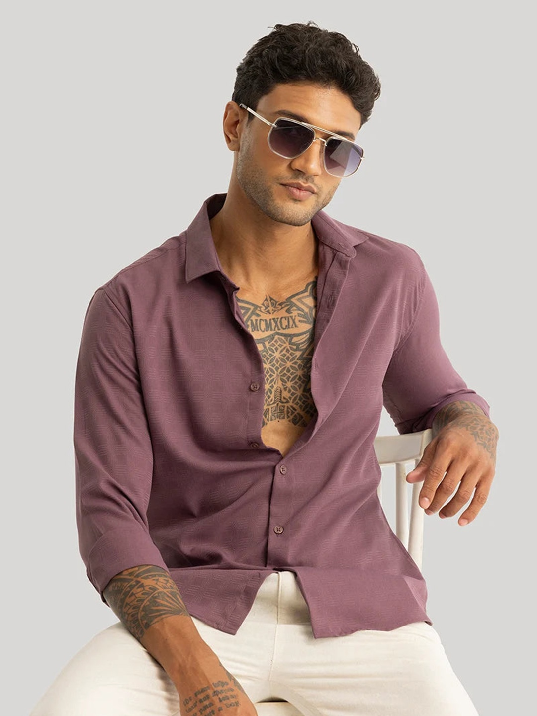 

Snitch Men Smart Slim Fit Opaque Casual Shirt, Mauve
