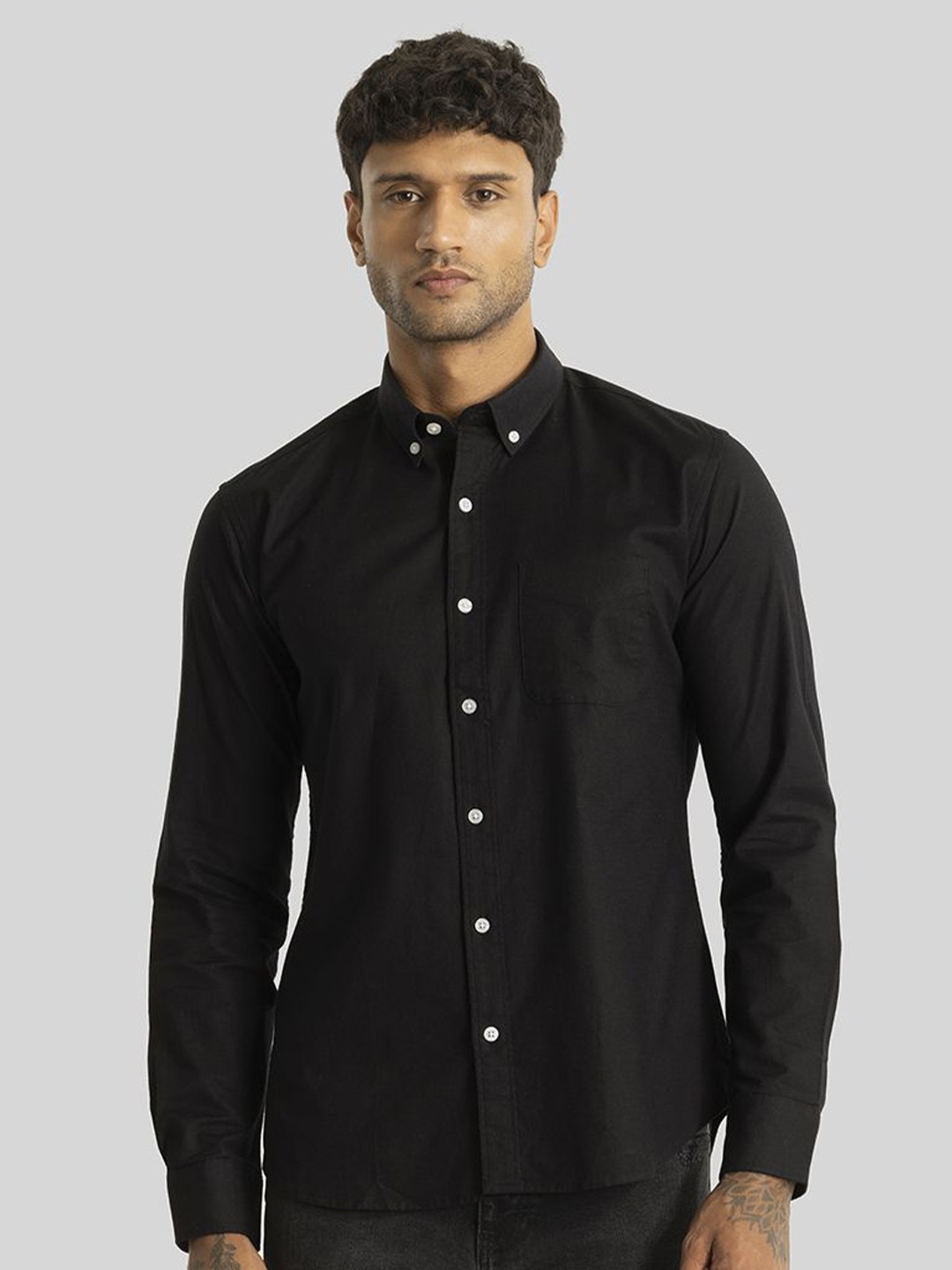 

Snitch Men Smart Slim Fit Opaque Casual Shirt, Black