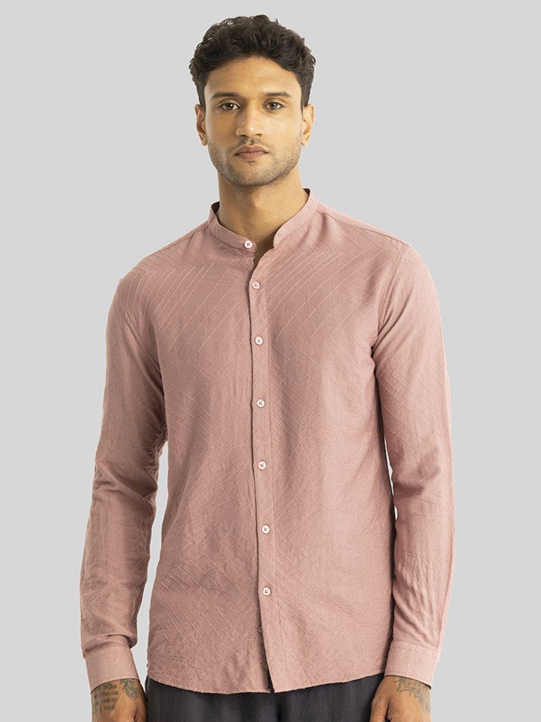 

Snitch Men Smart Slim Fit Opaque Casual Shirt, Peach