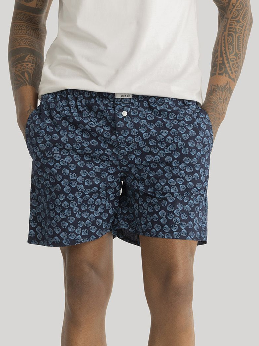 

Snitch Printed Pure Cotton Boxers 4MSBX9238-02-L, Navy blue