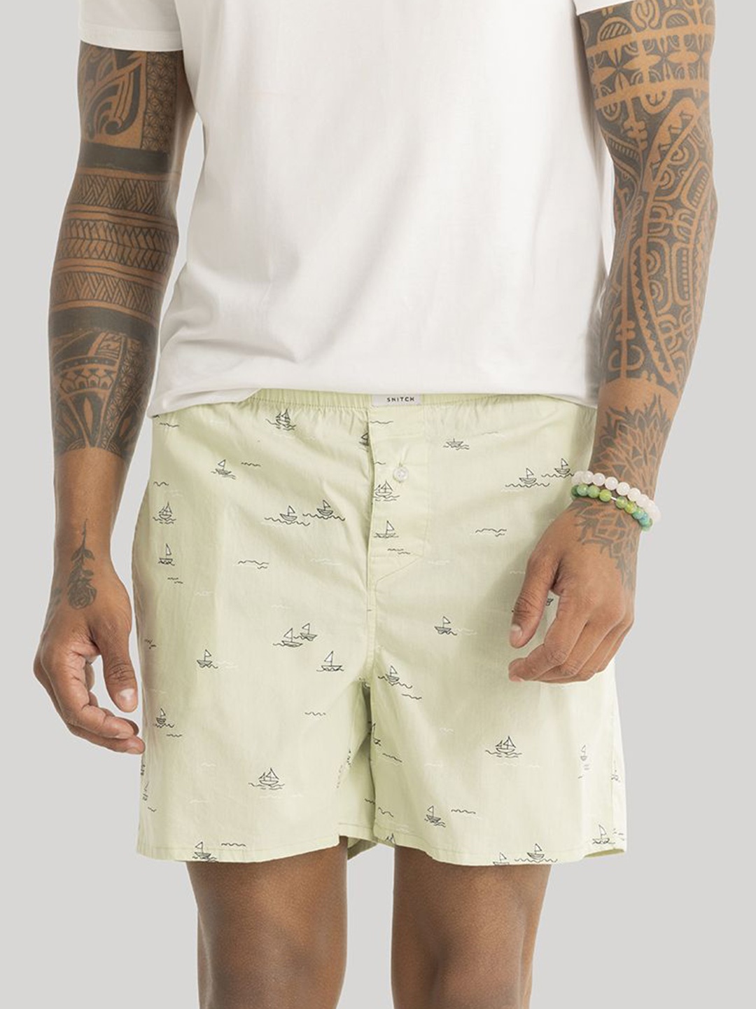 

Snitch Printed Pure Cotton Boxers 4MSBX9252-02-S, Yellow