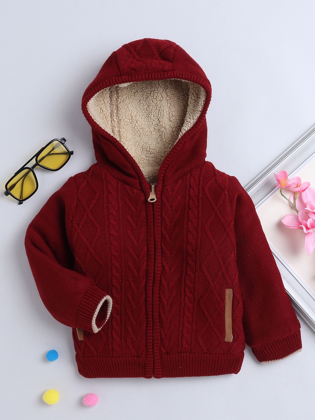 

Yellow Apple Boys Striped Woollen Pullover, Maroon