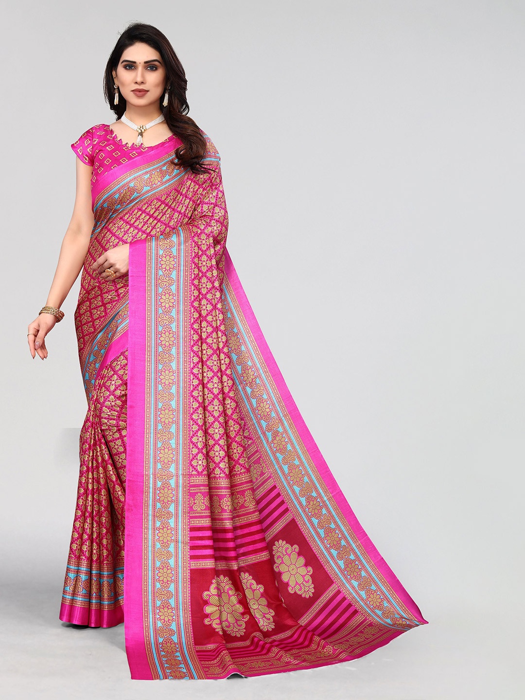 

VIRICA Ethnic Motifs Pure Cotton Khadi Saree, Pink