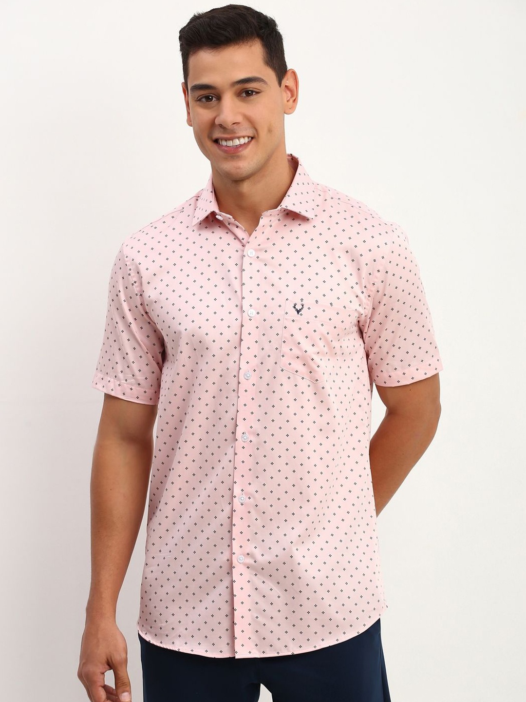 

Allen Solly Men Micro Ditsy Slim Fit Printed Casual Shirt, Pink