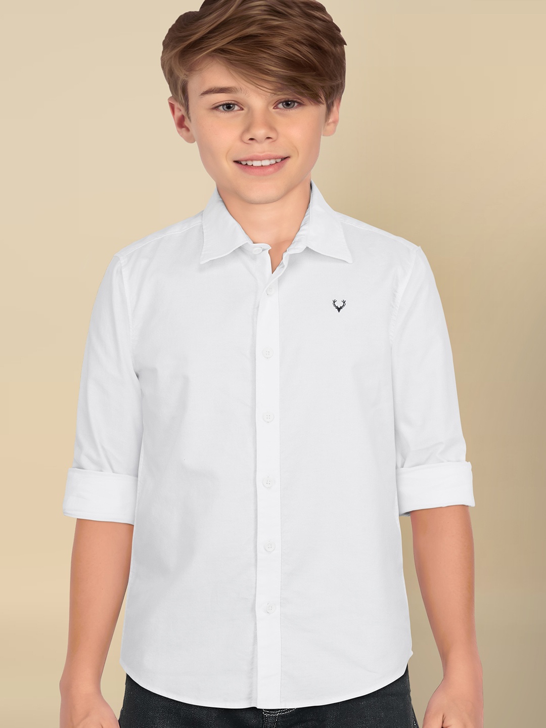 Allen Solly Junior Boys Spread Collar Floral Printed Slim Fit Casual Shirt, Blue