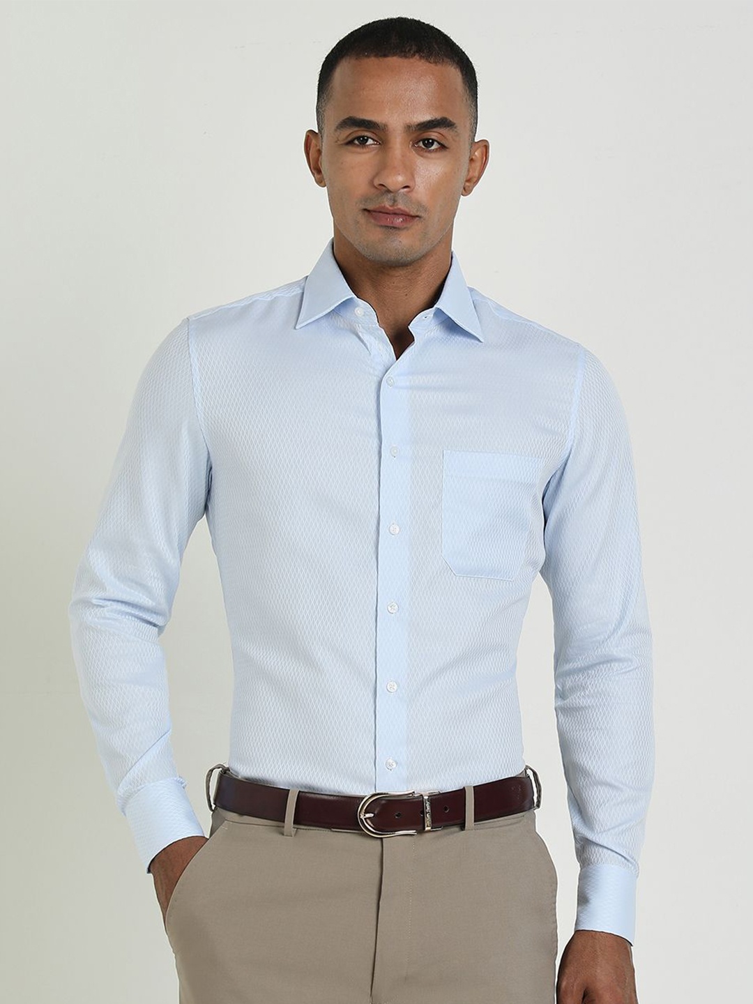 Allen Solly Sport Men Slim Fit Opaque Formal Shirt, Blue