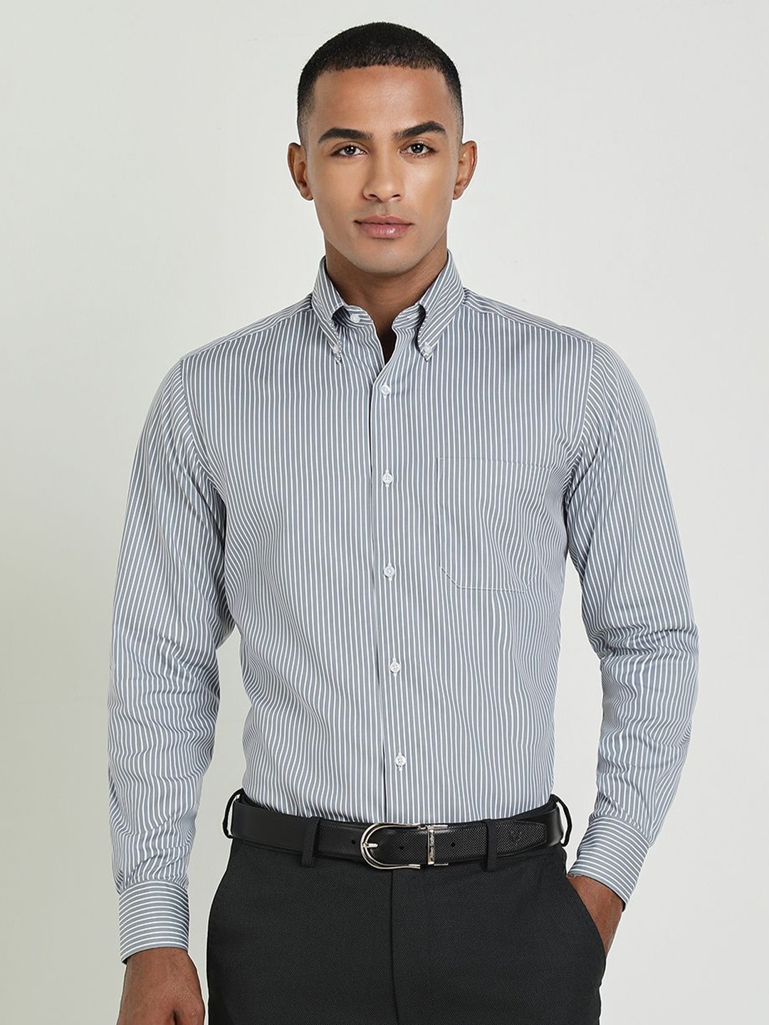 

Allen Solly Sport Men Opaque Striped Formal Shirt, Grey