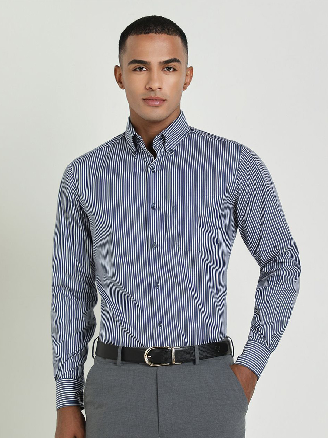 

Allen Solly Sport Men Opaque Striped Formal Shirt, Navy blue