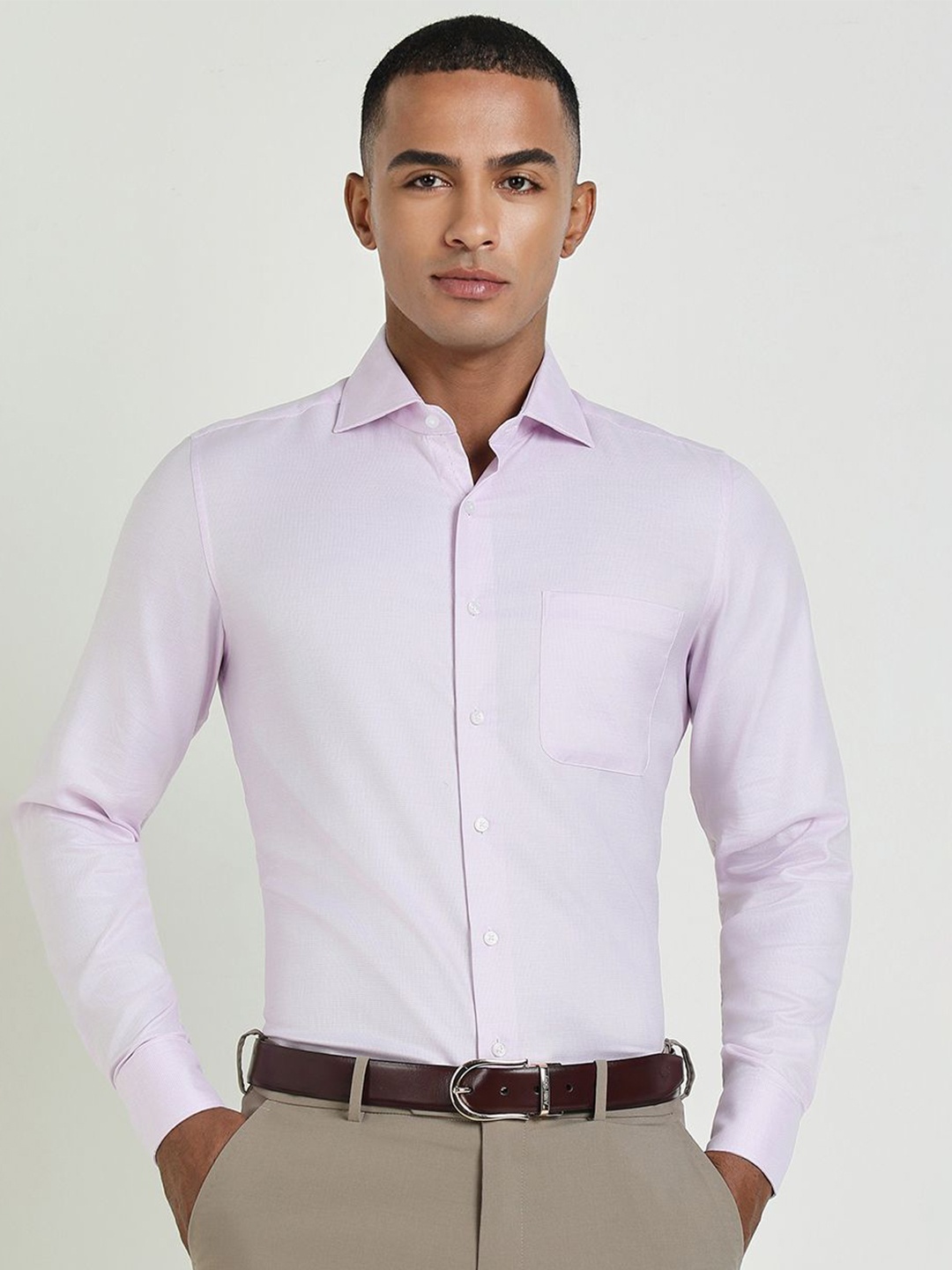 Allen Solly Sport Men Slim Fit Opaque Formal Shirt, Purple