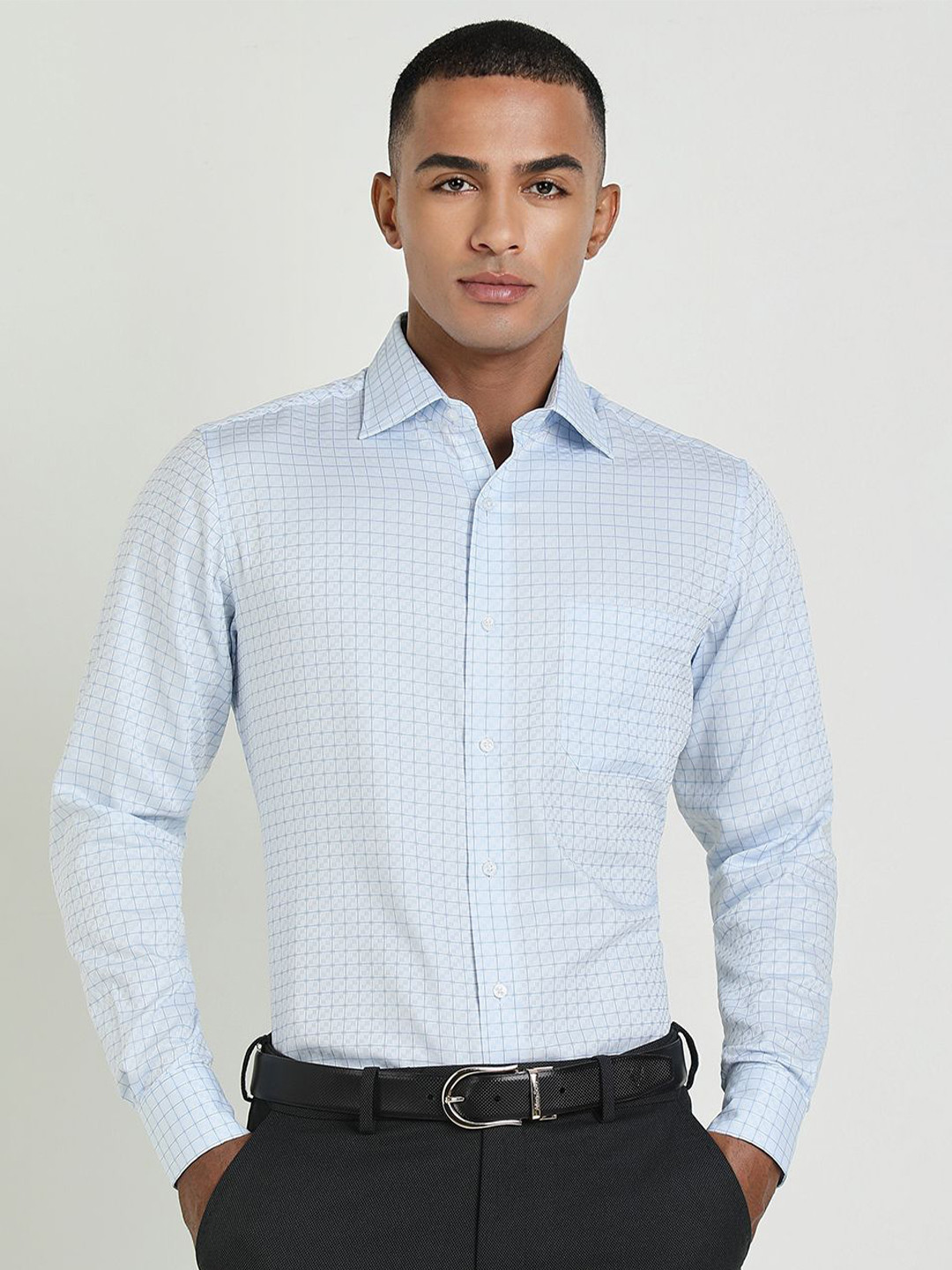 

Allen Solly Sport Men Opaque Checked Formal Shirt, Blue