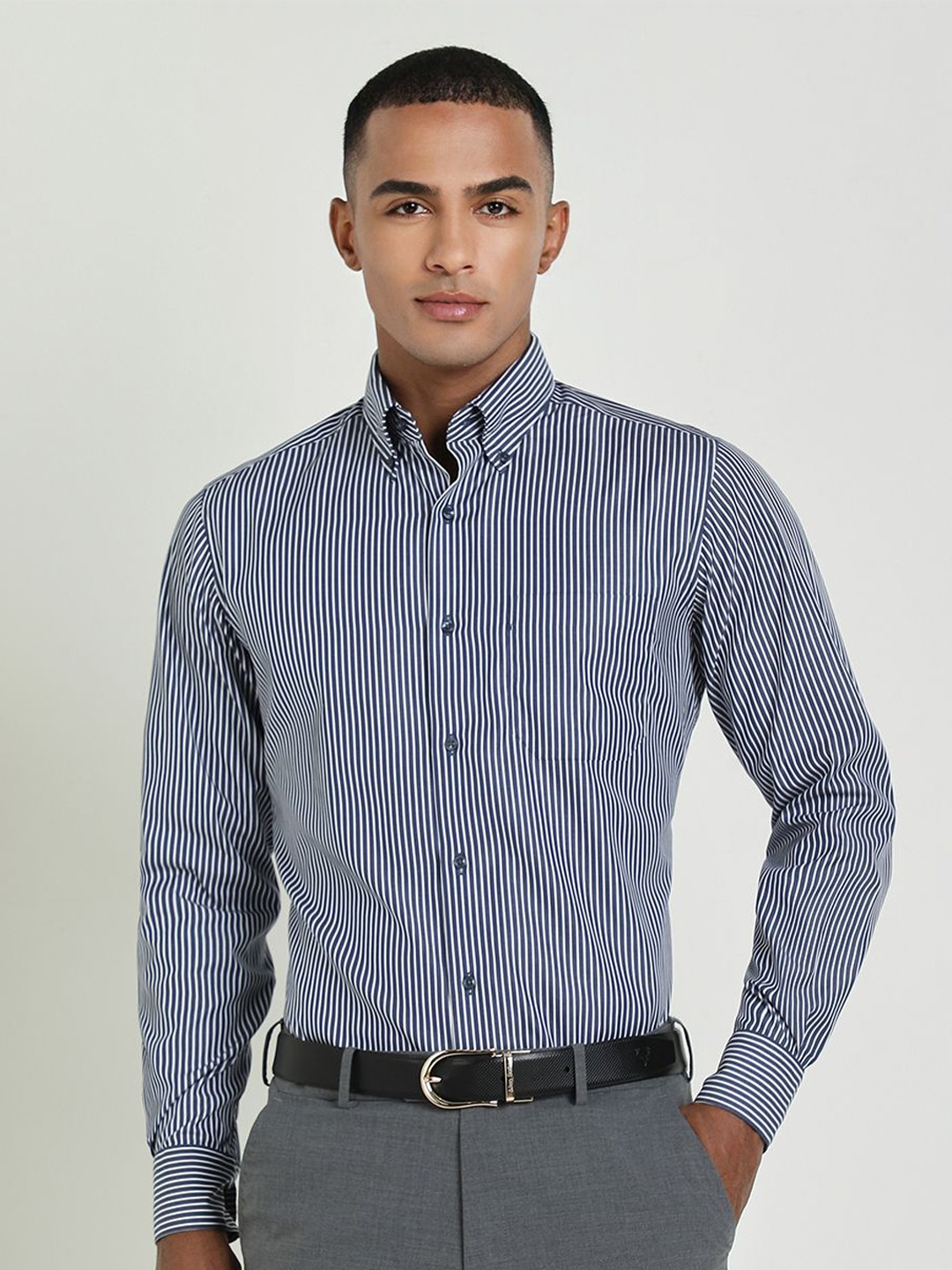 

Allen Solly Sport Men Opaque Striped Formal Shirt, Navy blue