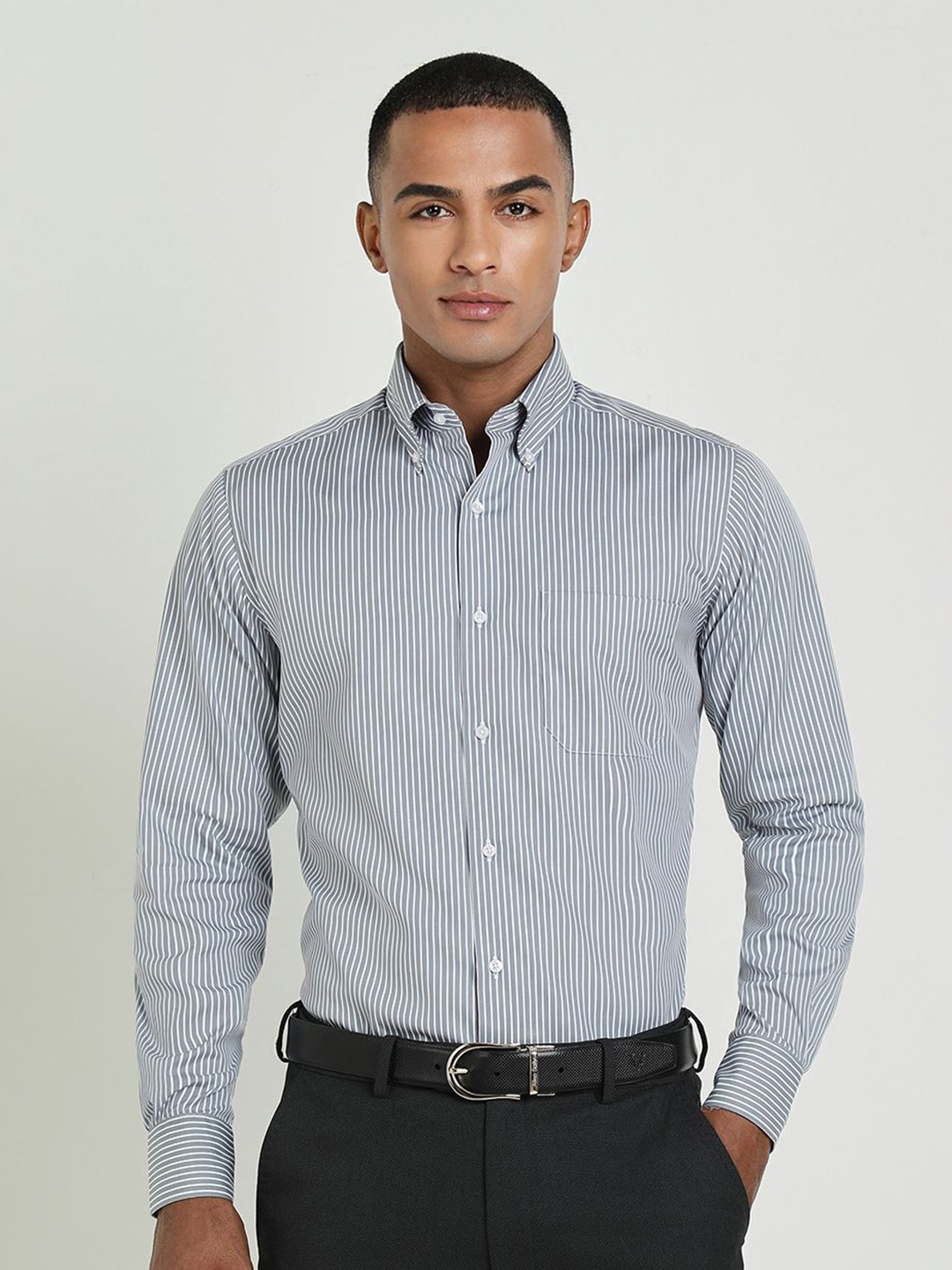 

Allen Solly Sport Men Opaque Striped Formal Shirt, Grey