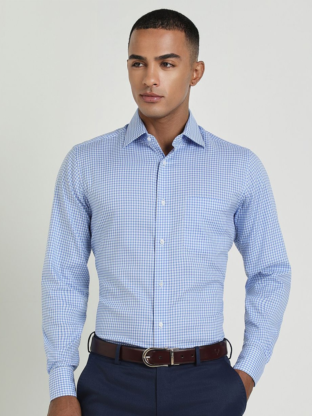 

Allen Solly Sport Men Micro Checks Opaque Checked Formal Shirt, Blue