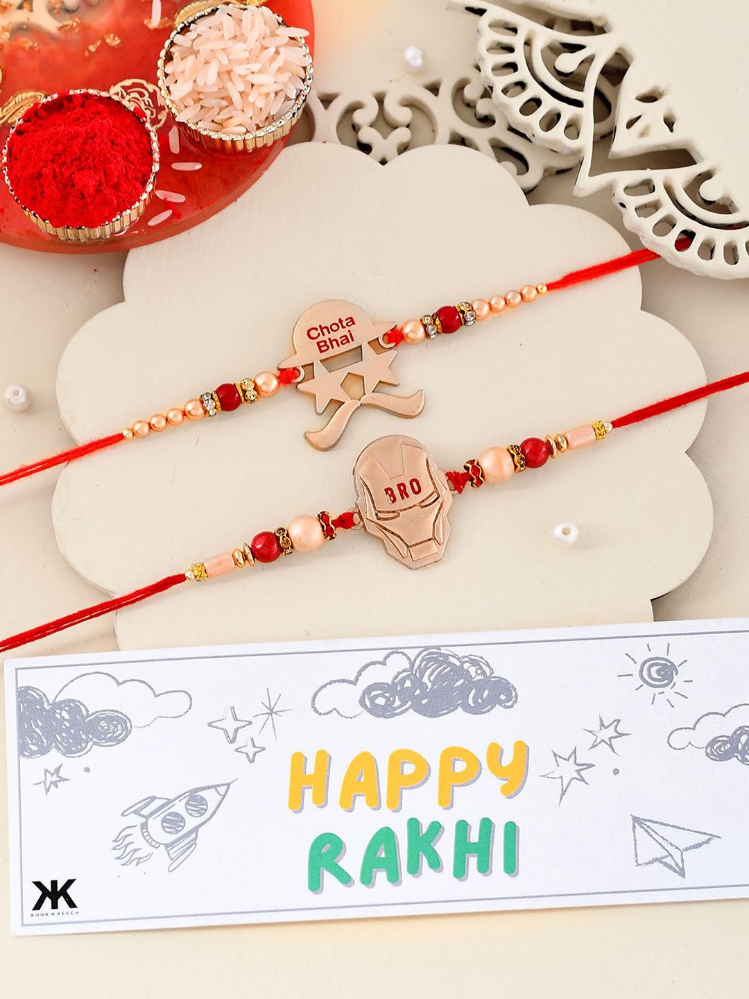 

Kook N Keech Red Quirky Cool Thread Rakhi