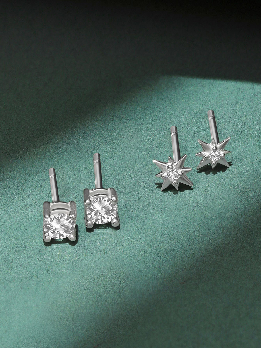 

Accessorize Set Of 2 925 Sterling Silver Stone-Studded Classic Studs Earrings
