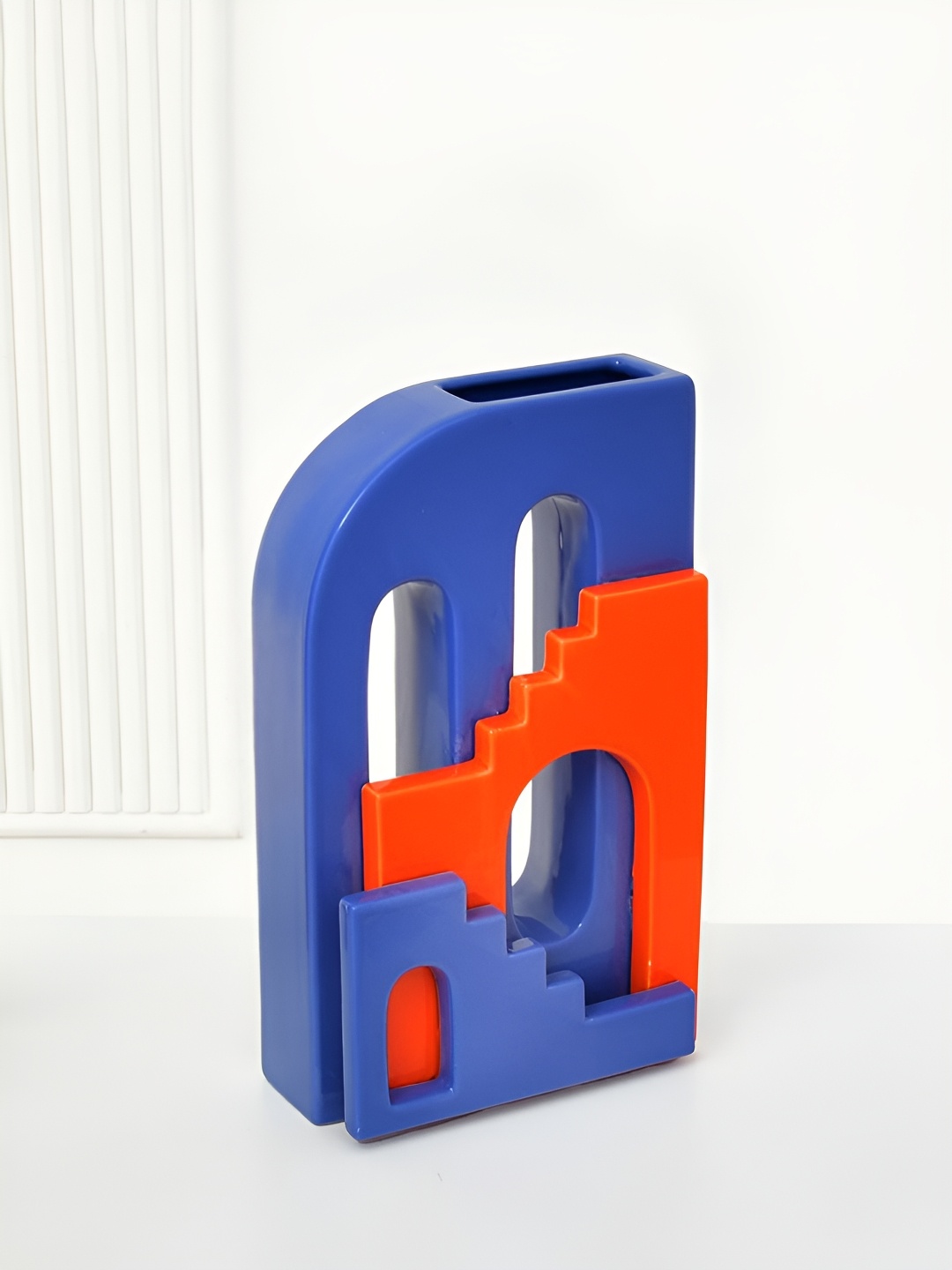 

Athome by Nilkamal Blue & Orange Textured Flower Vase