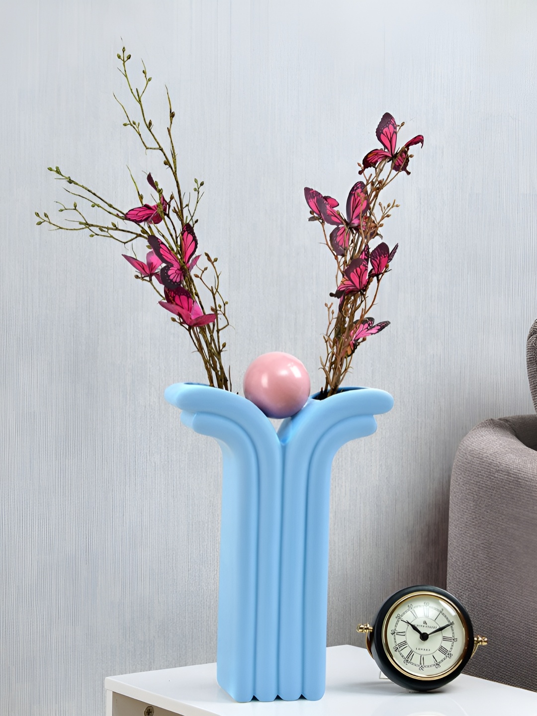 

Athome by Nilkamal Blue & Pink Textured Flower Vase